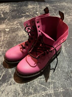 Dr. Martens Pink Lace-Up Combat Boots